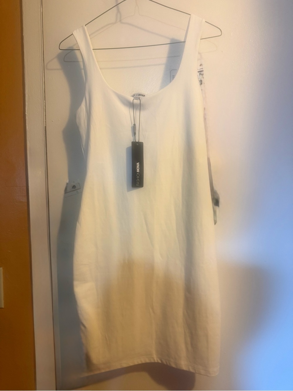 Brand New Fashion Nova Off White Scoop Neck Tank Dress. Size M